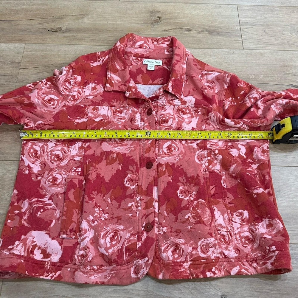 Womens Coldwater Creek 100% Cotton Light Dressy Jacket Rose‎ Pink Pink Button XL - Picture 9 of 10